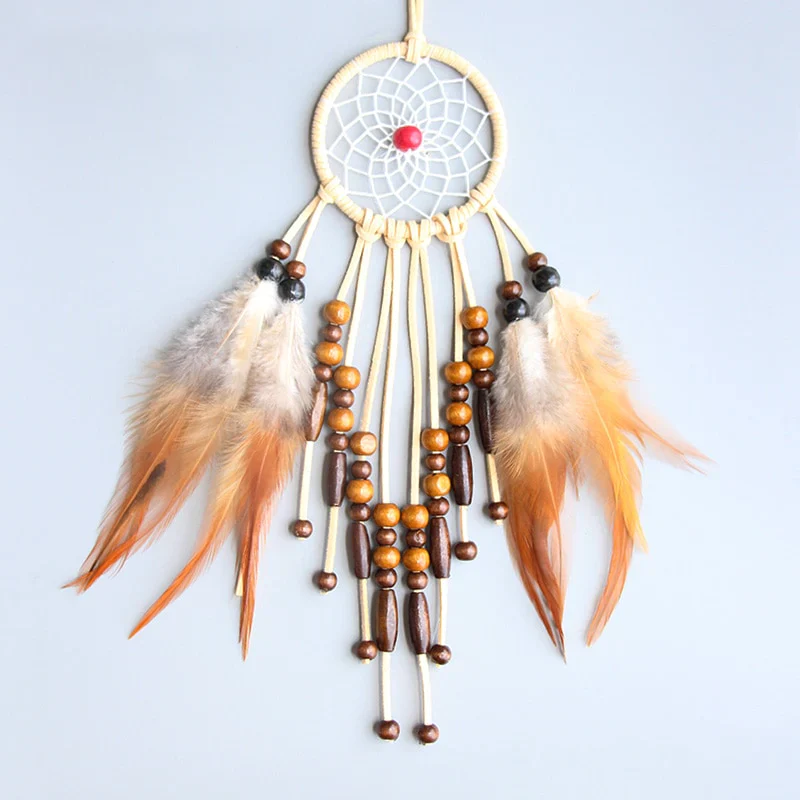 HULIANFU Original silver gray dream catcher 2 ring Indian feather hanging art gifts to bestie friends creative valentine's day gifts - Deanwangkt
