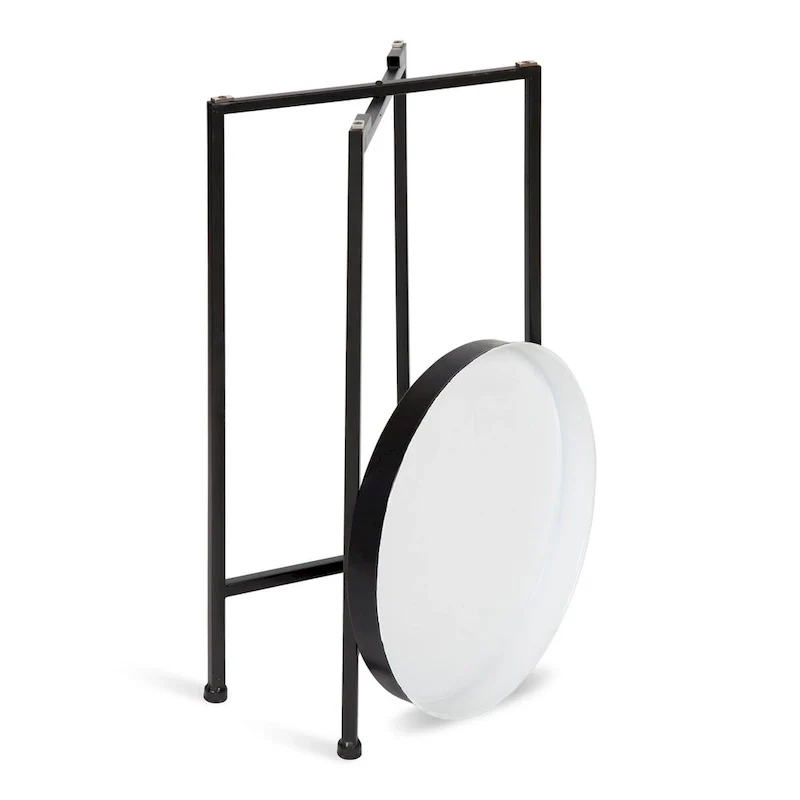 Celia Round Metal Tray/ Foldable Accent Table - 14x14x25.75