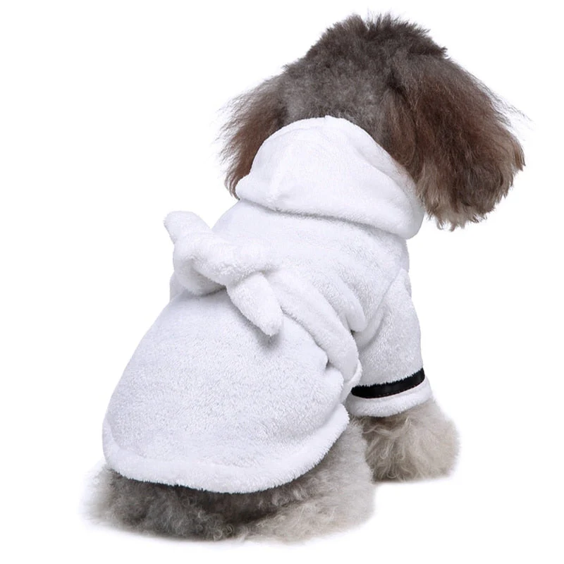 HULIANFU Pet Dog Towel Pajama with Hood Thickened Luxury Soft Cotton Hooded Bathrobe Quick Drying and Super Absorbent Dog Bath Towel - Deanwangkt
