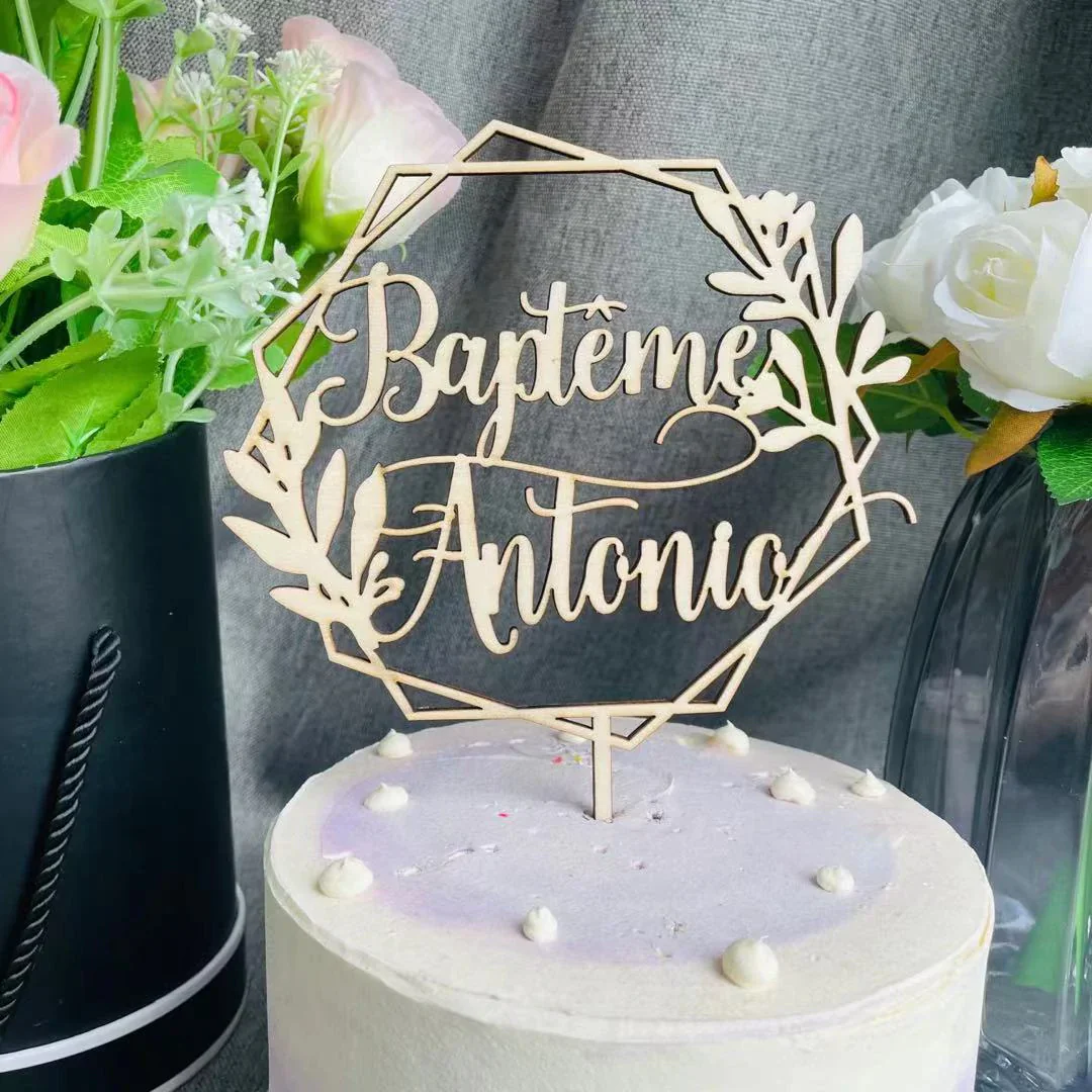 HULIANFU Personalized Names Wedding Cake Topper Geometric Custom Unique First Names Wedding Cake Topper  Decoration Bridal Shower - Deanwangkt