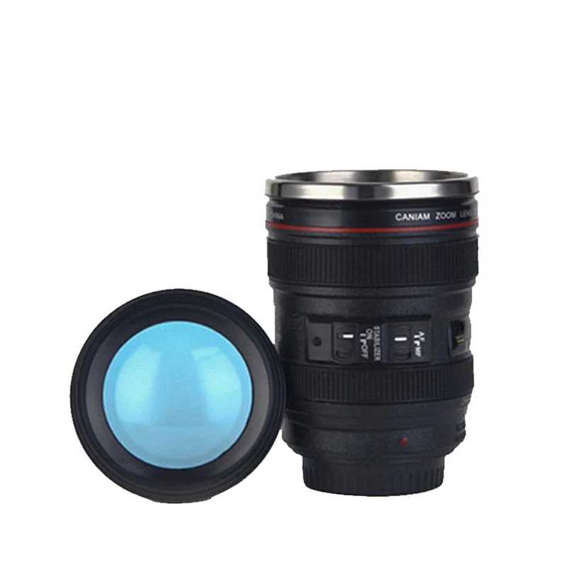 HULIANFU Stainless Steel Camera EF24-105mm Coffee Lens Mug White Black Coffee Mugs Creative Gift Coffee Cups canecas tazas vaso café - Deanwangkt