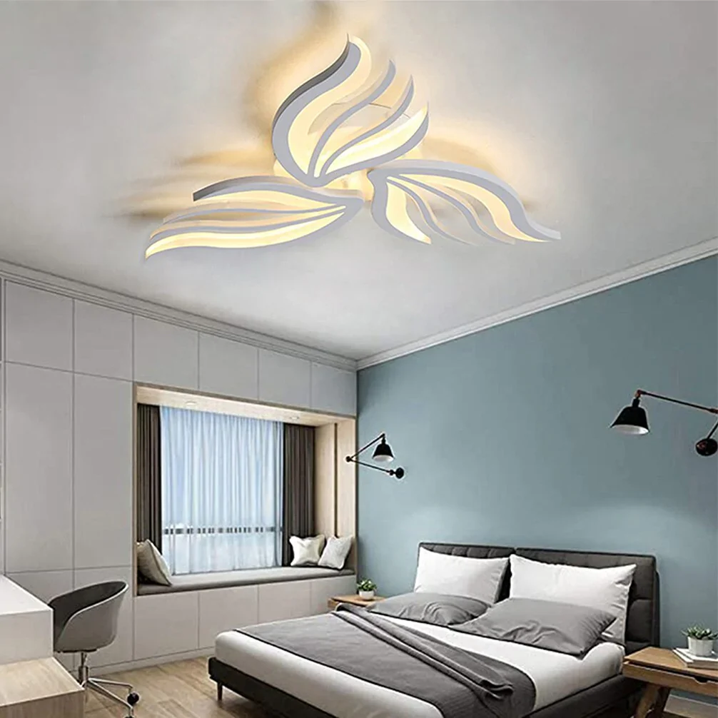 HULIANFU Modern LED Ceiling Lights Dimmable Bedroom Chandelier Lamp Flower-Shape Design With Remote Control Study Hotel Ceiling Lamps - Deanwangkt