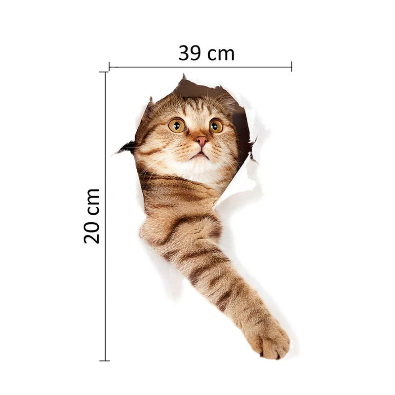 HULIANFU Toilet Stickers 3D Cat Vivid Wall Sticker  Fashion Lovely Animal Pvc Waterproof Decal For Bathroom Toilet Kicthen Decorative - Deanwangkt
