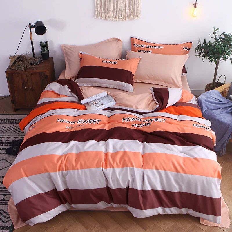 HULIANFU Nordic Duvet Cover Set Leaf Striped Star Bedding Set Single Double Queen King Size240x220 Simple Polyester Quilt Cover Bed Sheet - Deanwangkt