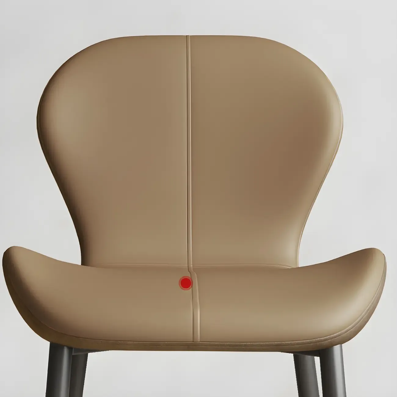 Art Deco Curved Back Leather Dining Chair Solid Back