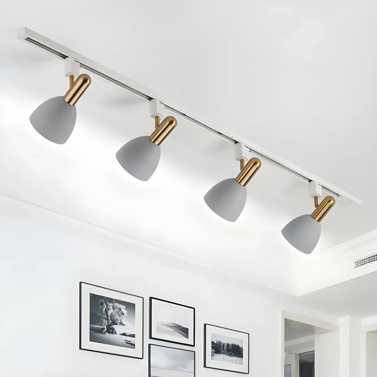 4-Light Modern Metal Dome Shade Slidable LED Track Light