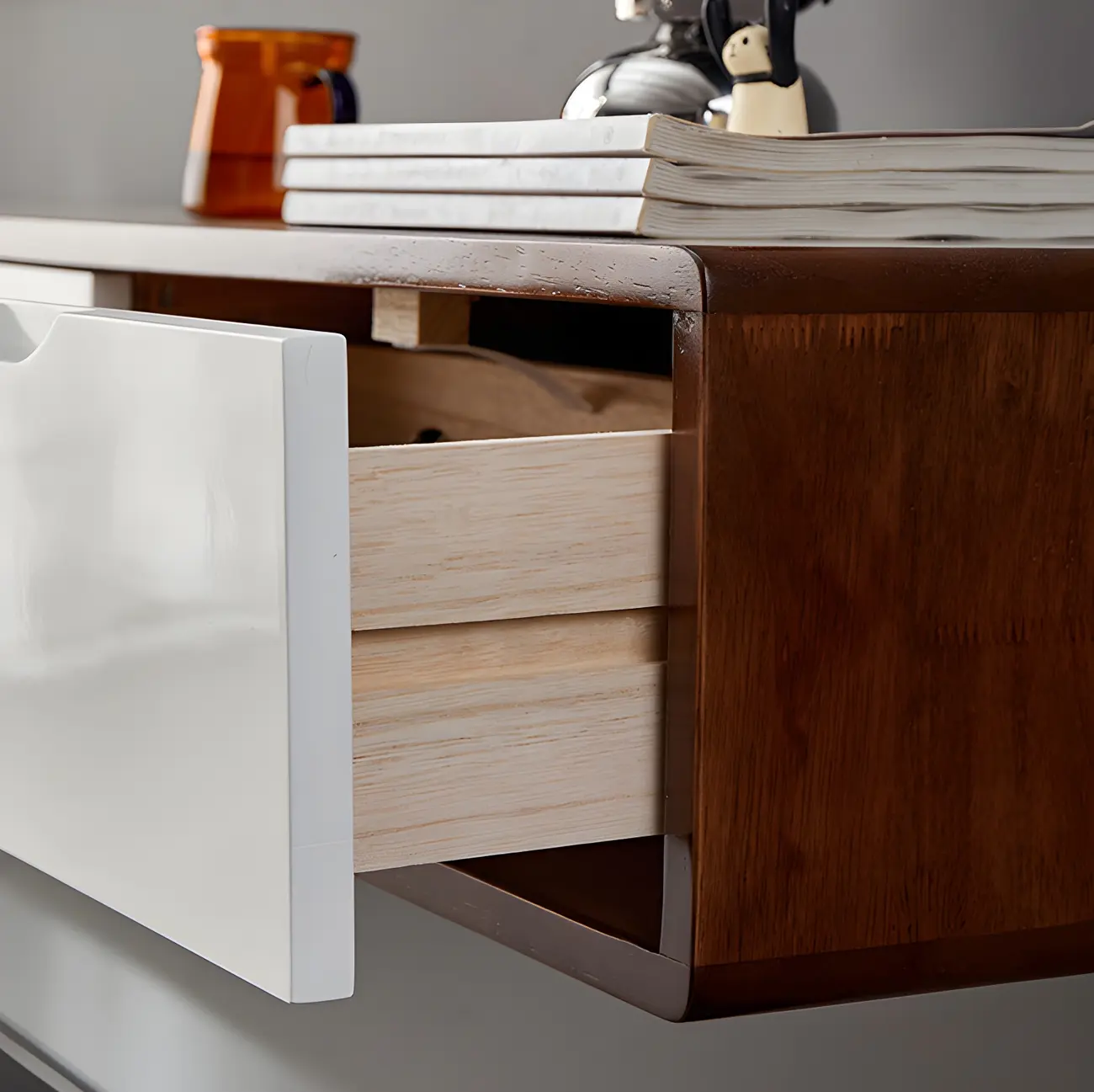 Rubberwood Wall Mount TV Stand Entertainment Center