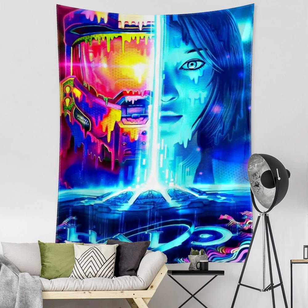 HULIANFU Psychedelic Meditator Tapestry Wall Hanging Cartoon Witchcraft Bohemian Style Mandala Kawaii Room Home Decor - Deanwangkt