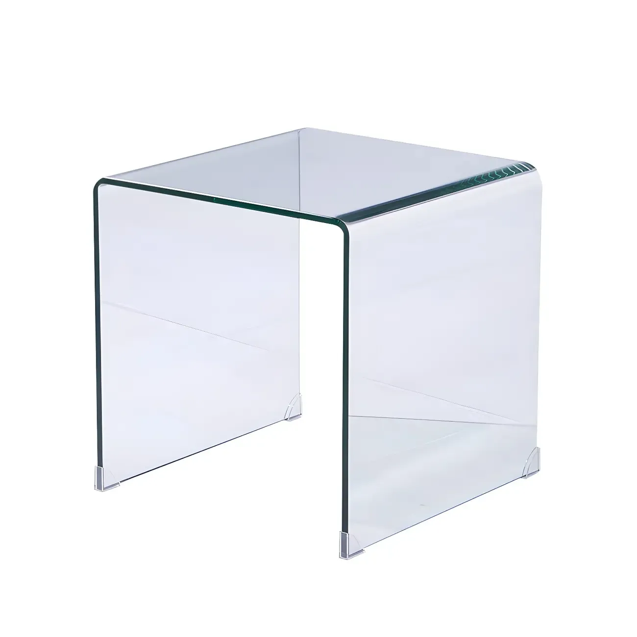 Stylish Clear Glass Nightstand with Open Shelf