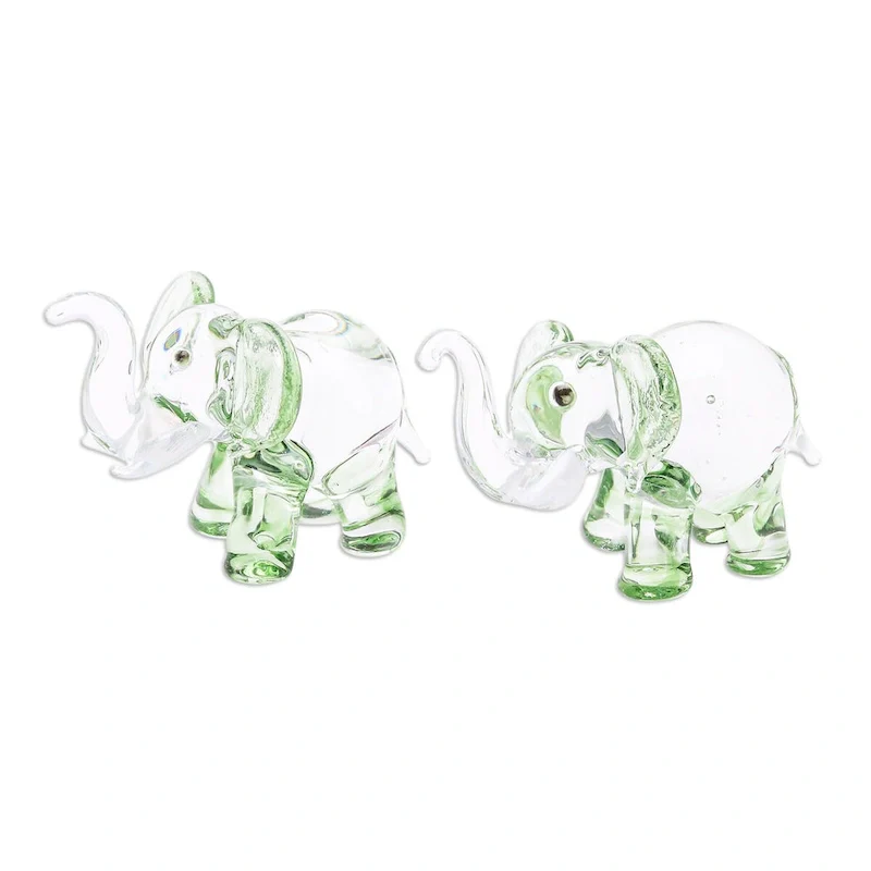 Novica Handmade The Green Giants Handblown Glass Figurines (Pair)