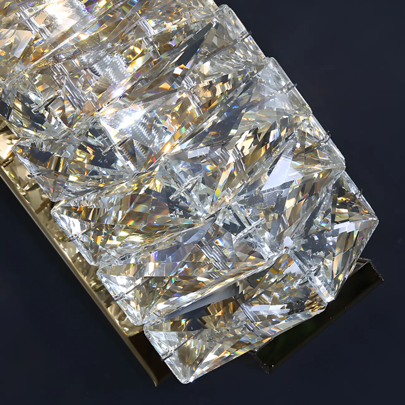 2-Light Geometric Wall Light with Clear Crystal