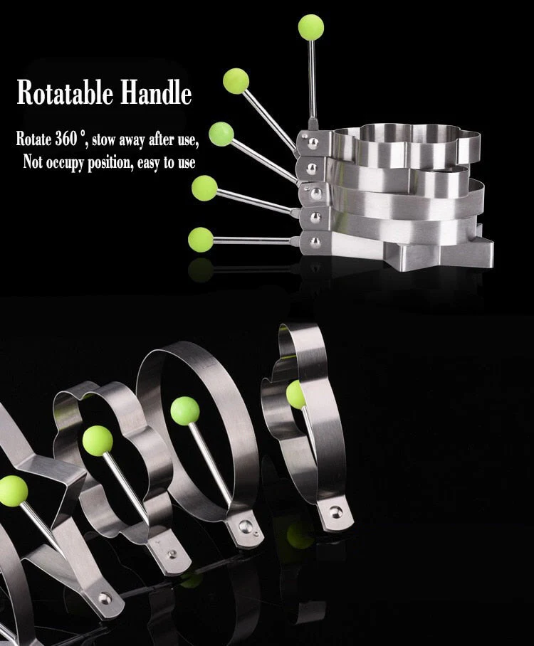 HULIANFU  5 Shapes Stainless Steel Fried Egg Shaper Egg Mold DIY Breakfast Egg Pancake Rings Sandwich Kitchen Tools Utensil Baking Tools - Deanwangkt