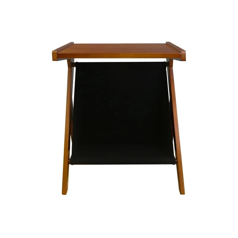 Casual Home Z-Shaped Sofa Side Table with Canvas Storage Basket