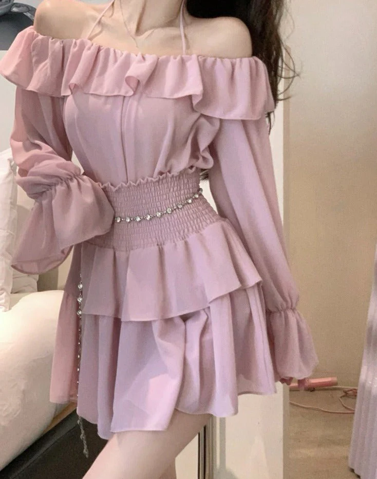 Hulianfu Two Piece Sets Womens Outifits 2026  New Fashion Casual Long Sleeve Chiffon Tops Chic Solid High Waisted Mini Skirt Sets - Deanwangkt