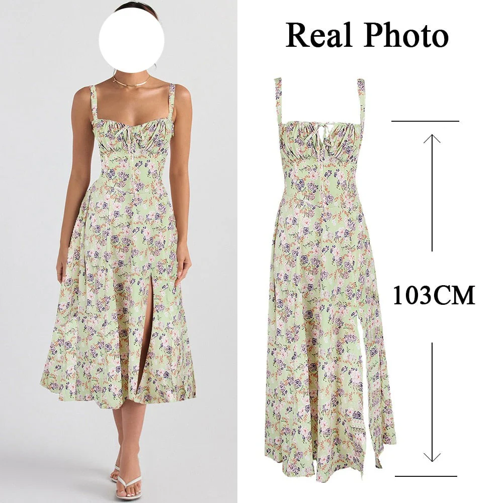 Hulianfu A Line Floral Printing Dress Midi Sexy Dress Prom Club Night Dresses Summer Bodycon Women Party Dress Dress Elegant - Deanwangkt