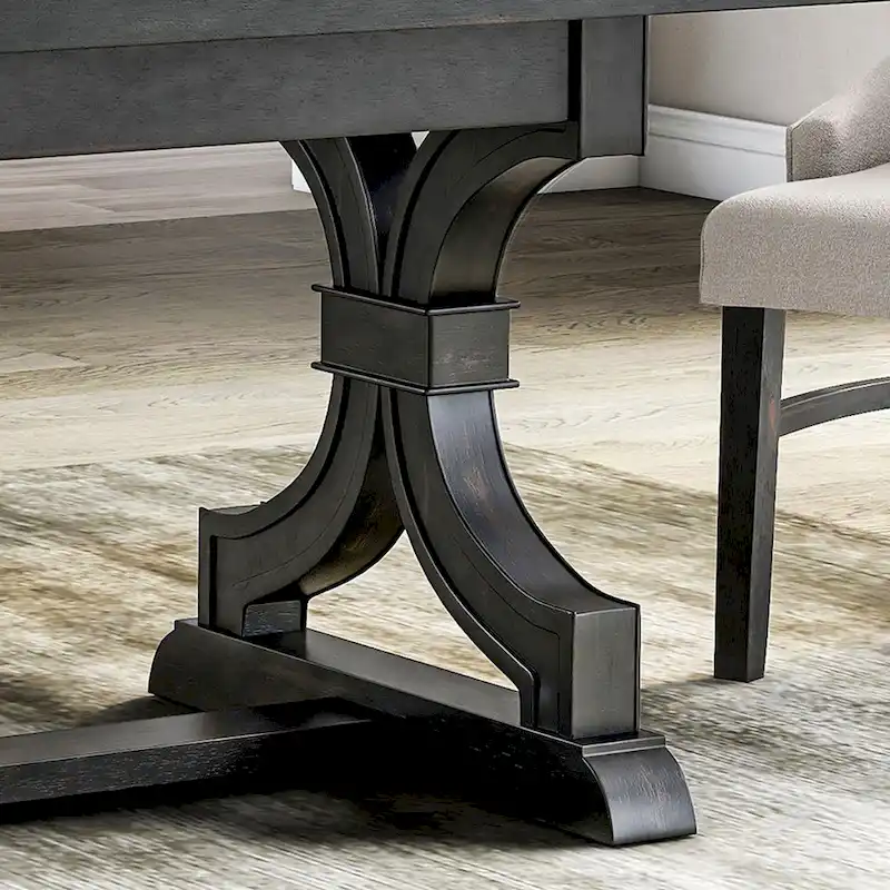 Furniture of America Kieran Farmhouse Black 79-inch Solid Wood Dining Table