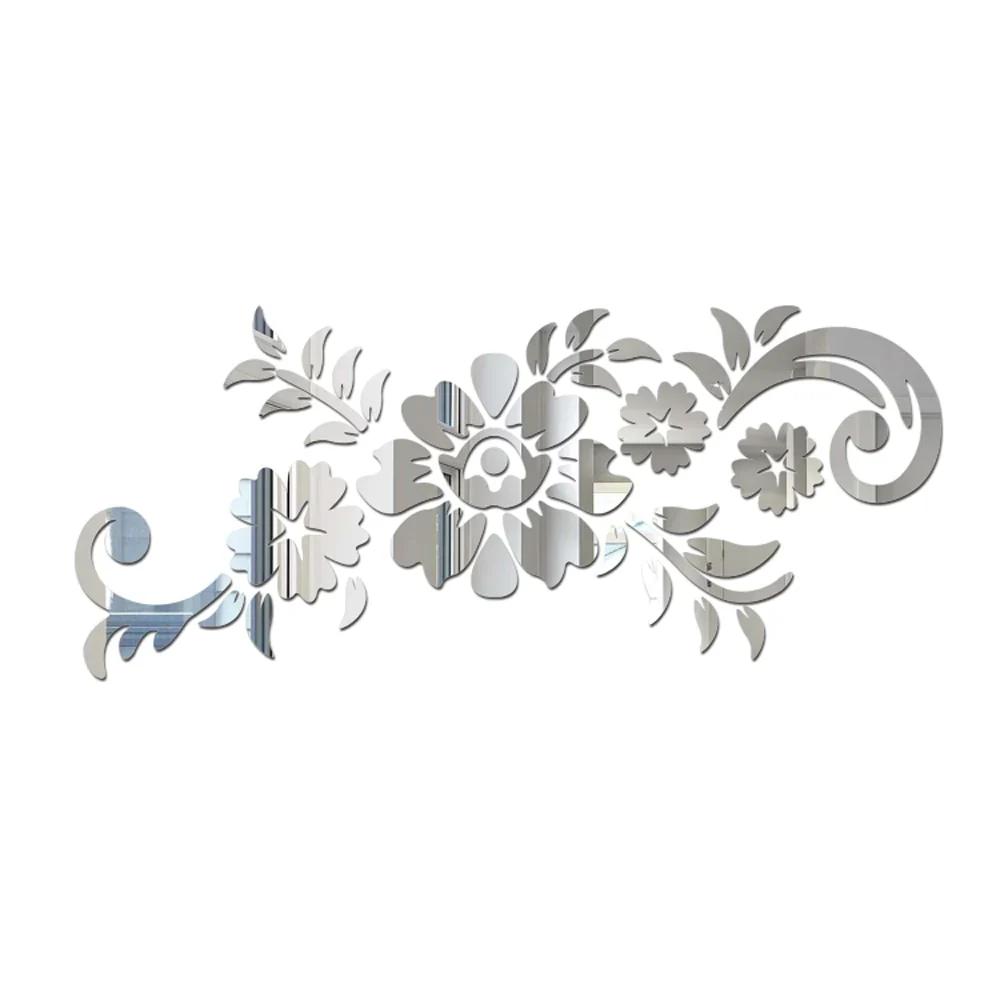 HULIANFU New Flowers Leaf Wall Sticker DIY Stickers Mirror Stickers Decal  For Living Room Bedroom Bathroom Nordic Decor Vanity Small Mir - Deanwangkt