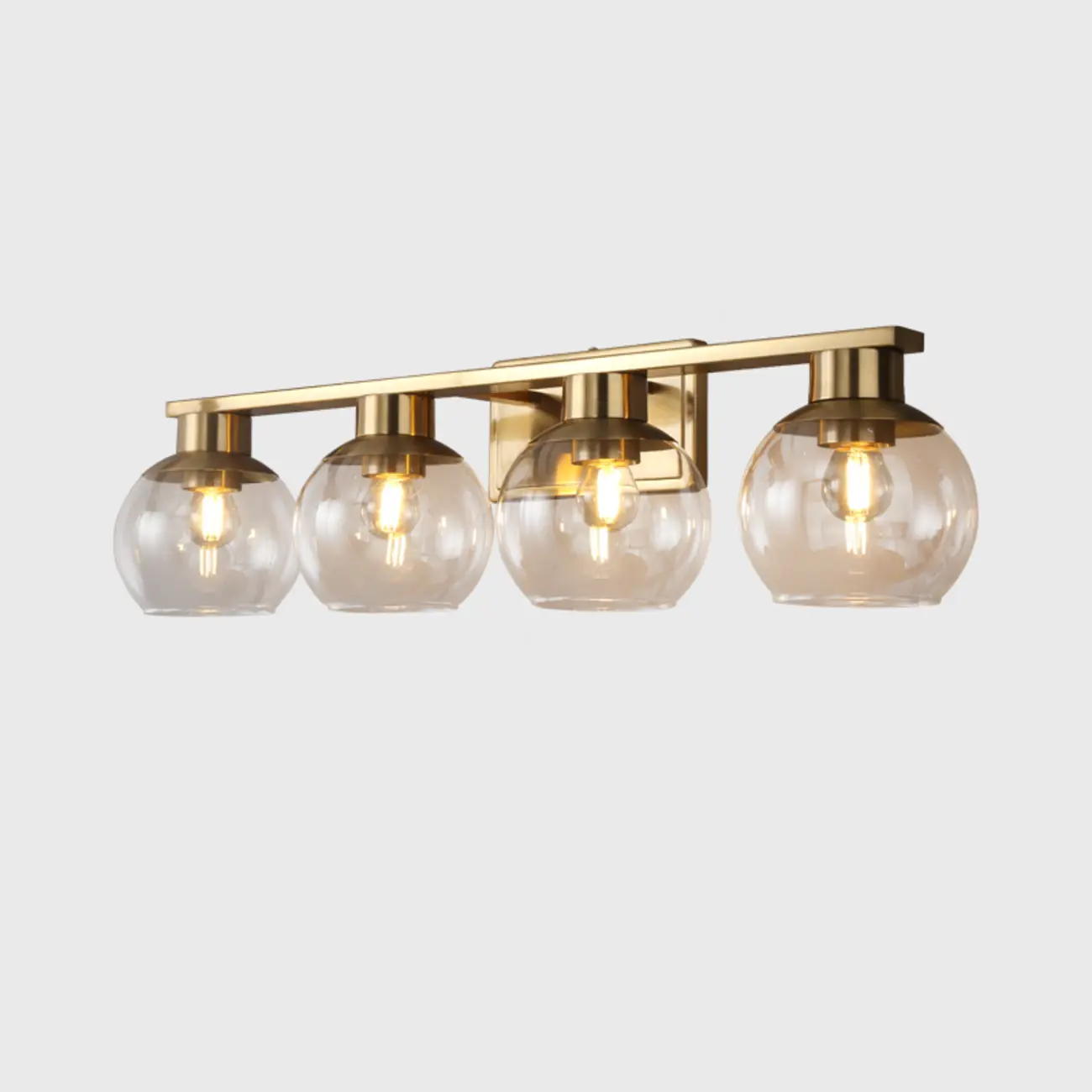 Classic Brass Vanity Lights with Transparent Ball Shade