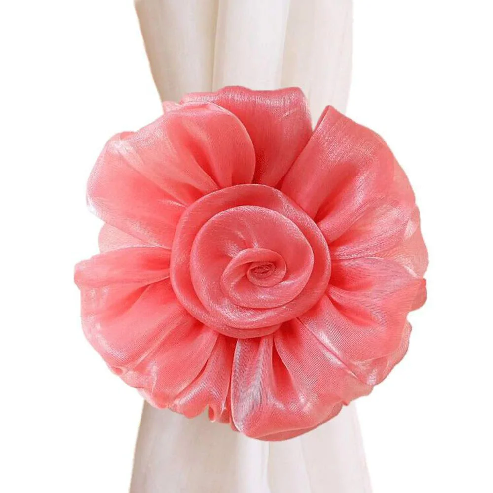 HULIANFU Modern Room Buckle Holder Magnetic Curtain Tieback Flower Strap Window Flower Curtain Tieback Clip-on Rose Tie Holder Decor - Deanwangkt