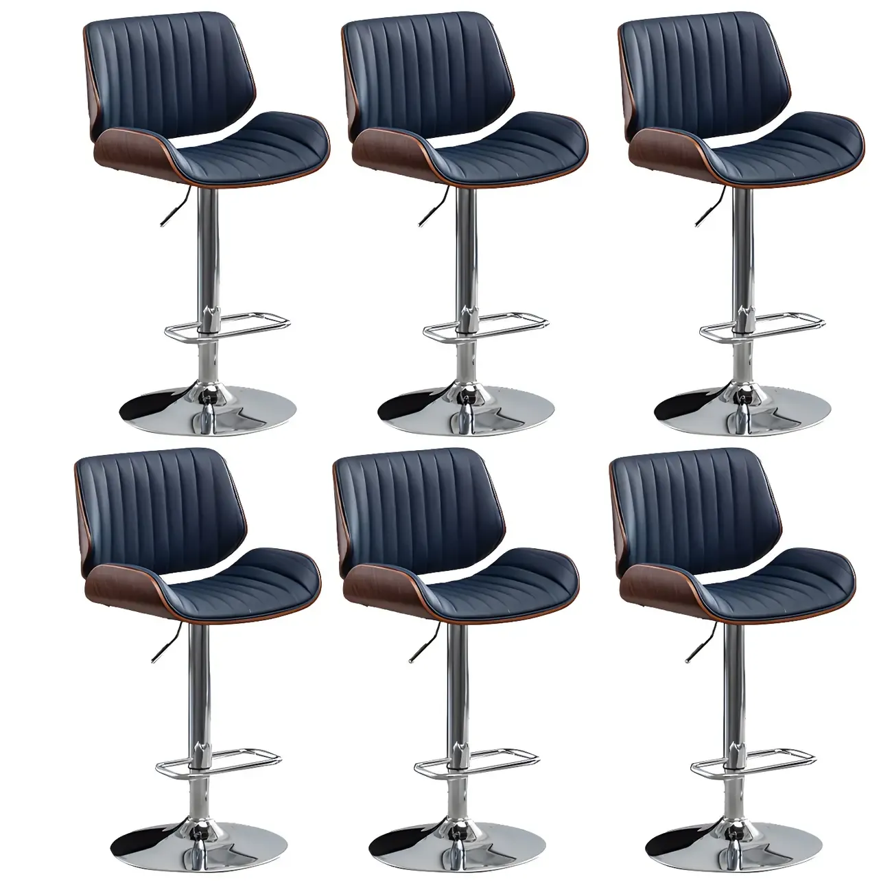 Elegant Wood Leather Red Swivel Adjustable Bar Stool