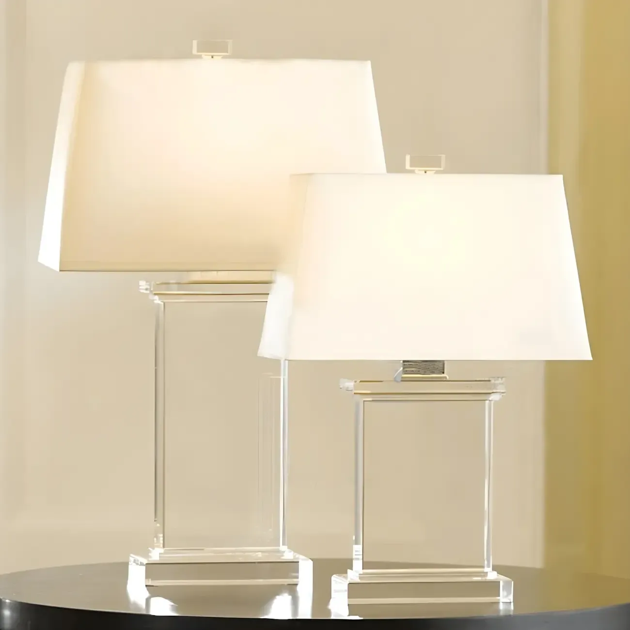 Elegant Rectangular Crystal Fabric Shade LED Table Lamp