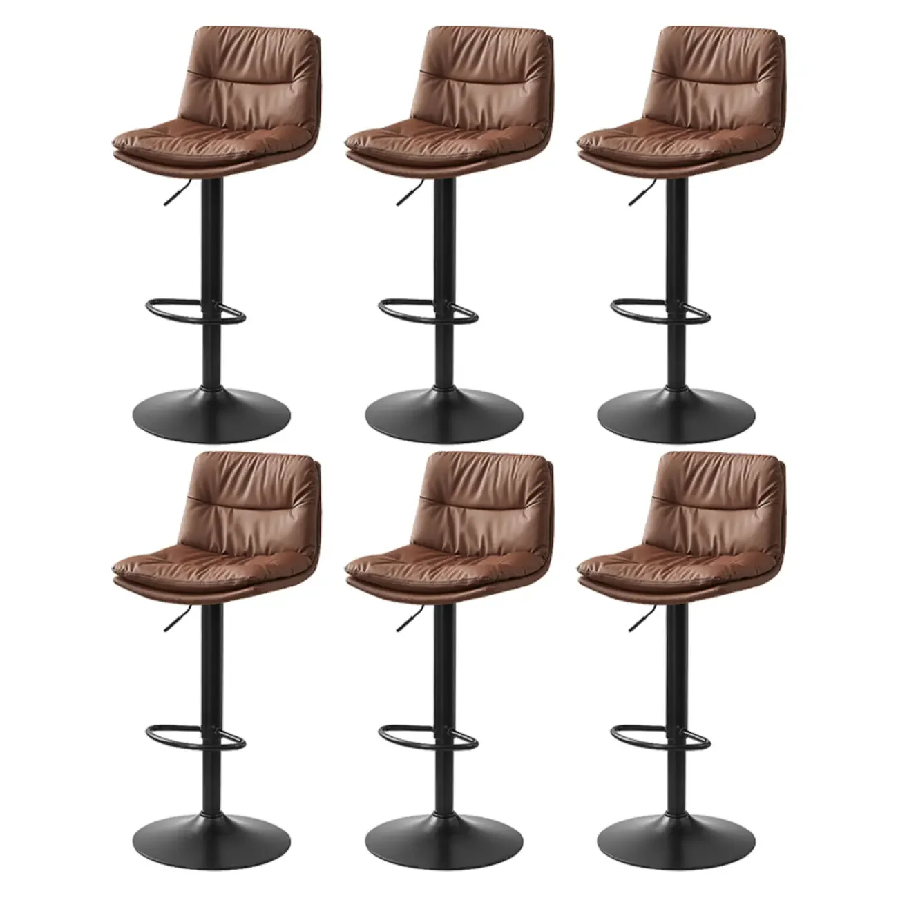Modern Leather Saddle Swivel Adjustable Bar Stool