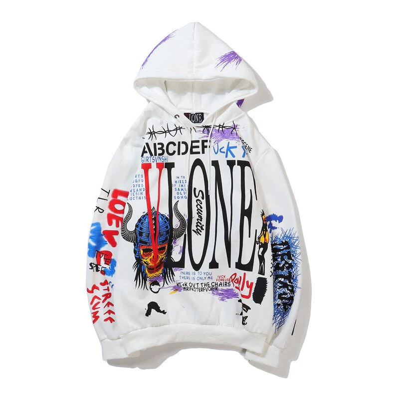 Mens Hip Hop Hoodies Letter Printed Hooded Sweatshirt Women Streetwear Casual Fashion Tide Loose Hoodie Pullovers Vintage - Deanwangkt
