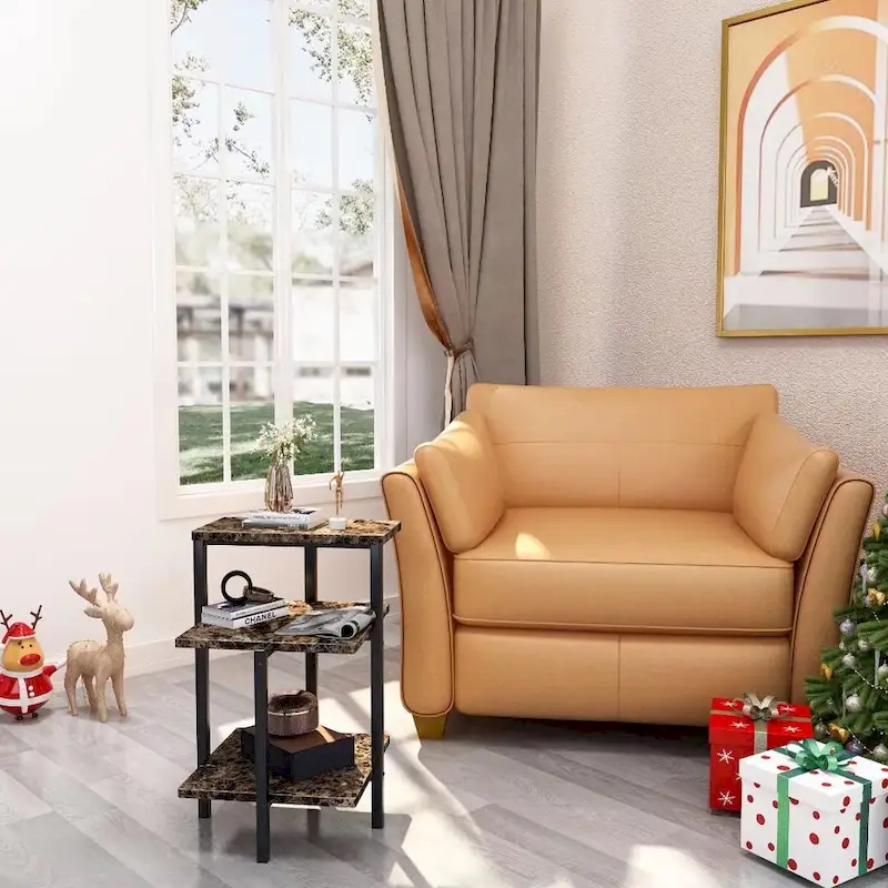 Modern 3 Tier End Table with Marble Tabletop