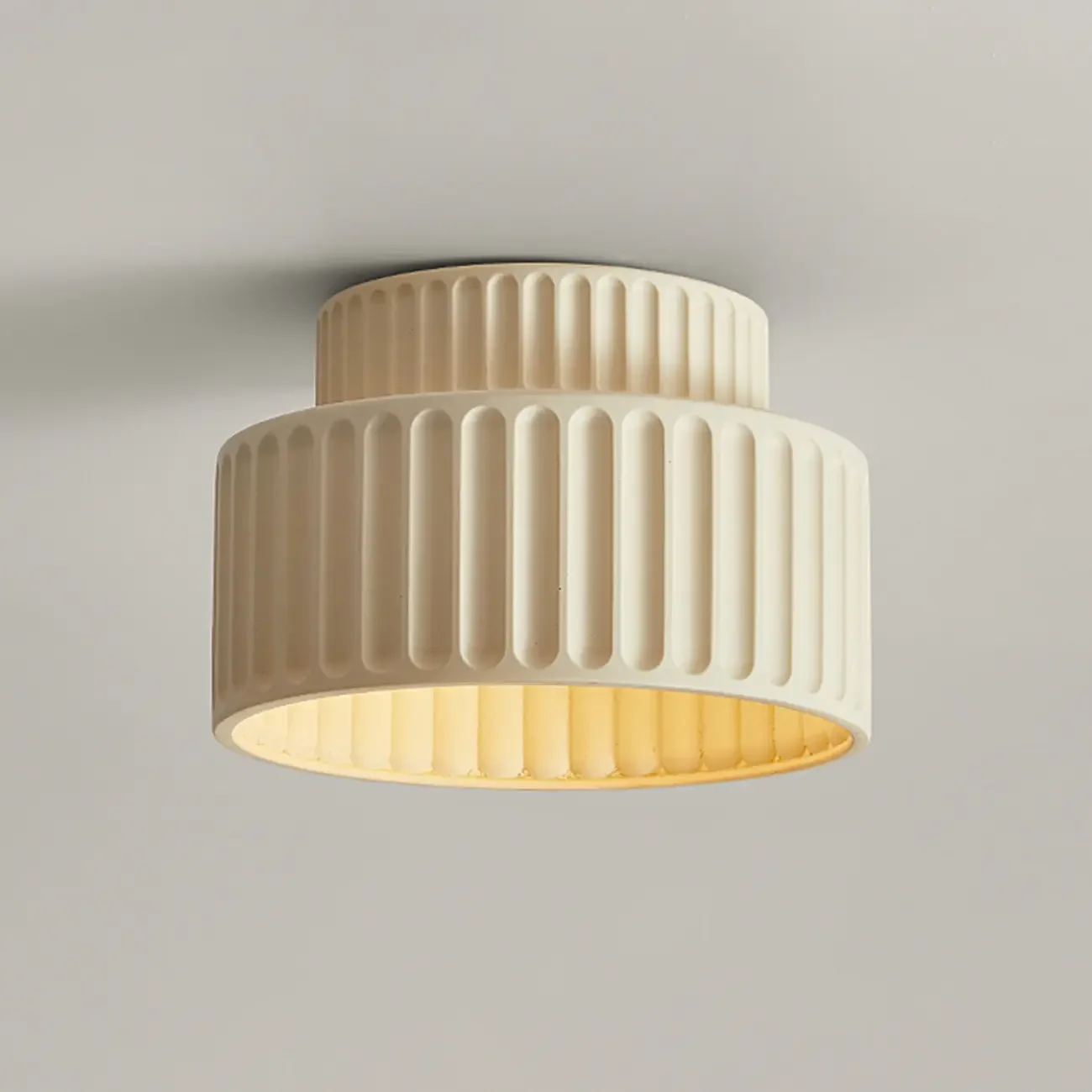 Modern Cylinder Semi Flush Ceiling Light with Plastic Shade