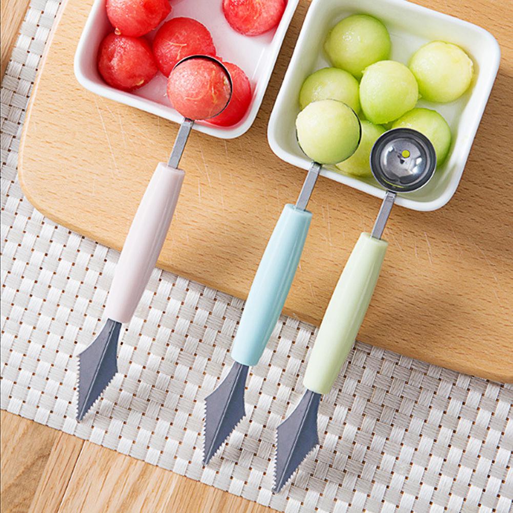 HULIANFU Kitchen Accessories Dual-head Stainless Steel Carving Knife Fruit Watermelon Ice Cream Baller Scoop Stacks Spoon Home gadgets - Deanwangkt