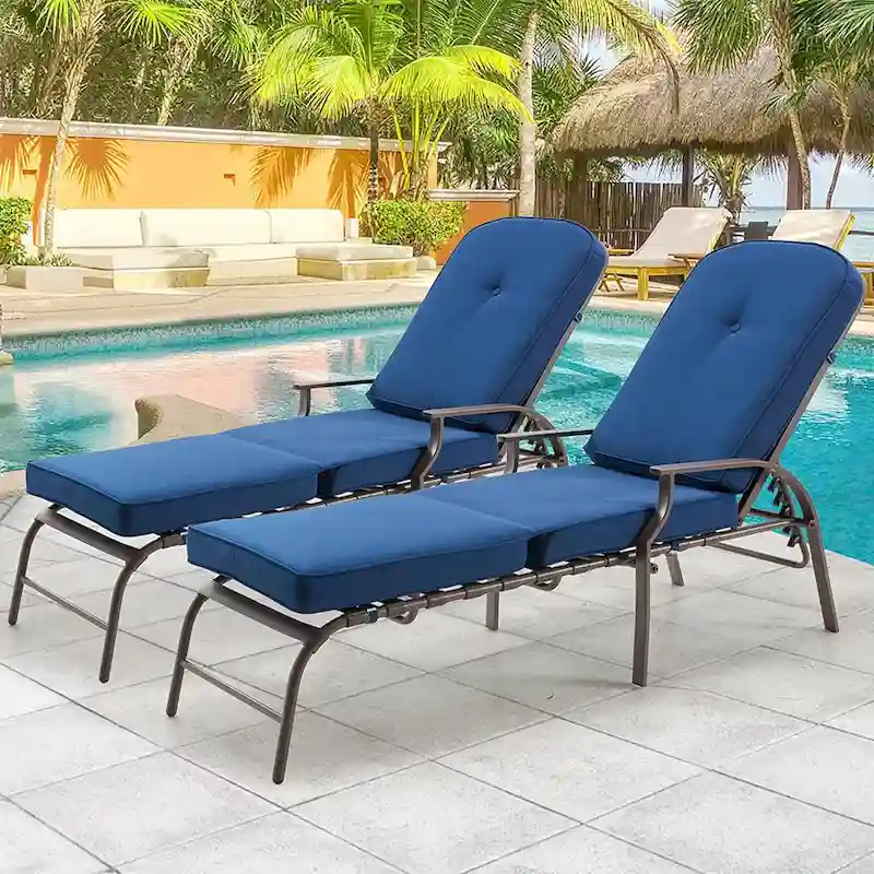 AECOJOY adjustable Outdoor Chaise Patio Lounge Chair (Set of 2)