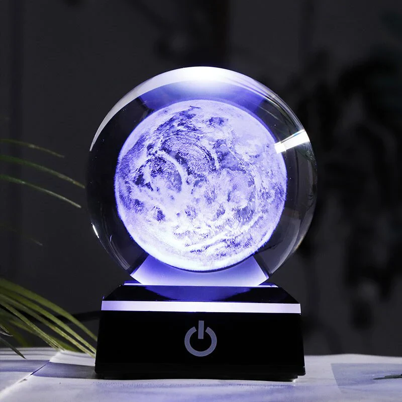 HULIANFU New 80mm K9 Crystal Solar System Planet Globe 3D Laser Engraved Sun System Ball with Touch Switch LED Light Base Astronomy Gifts - Deanwangkt