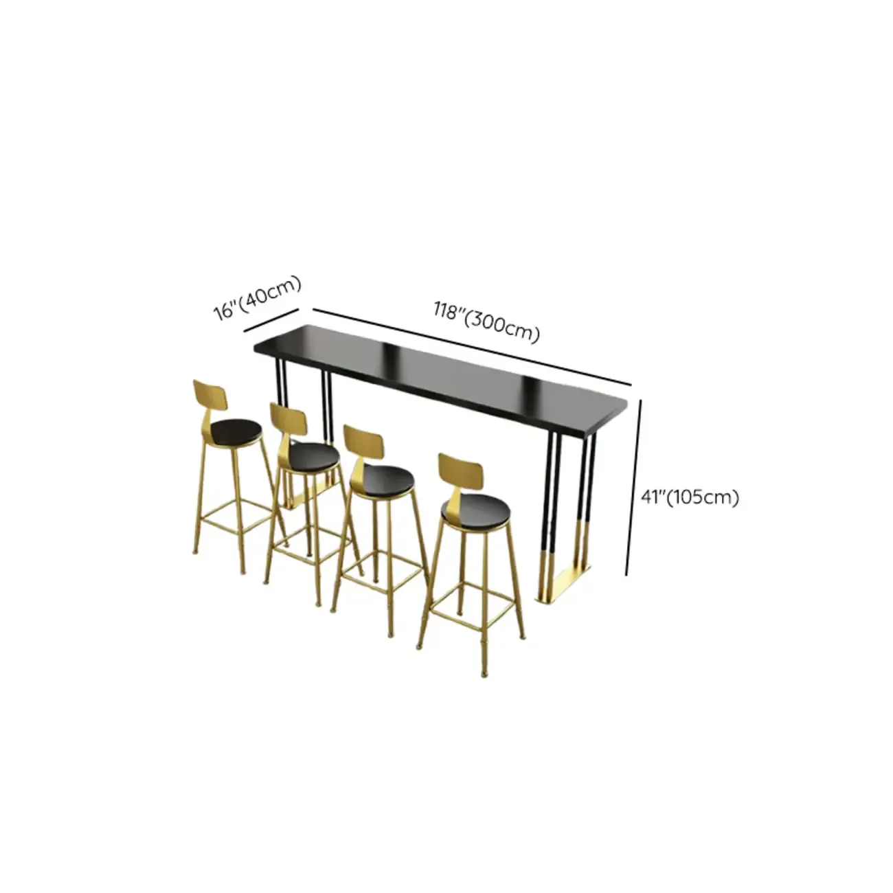 Lavish Black Gold Wood Metal Sled Bar Tables