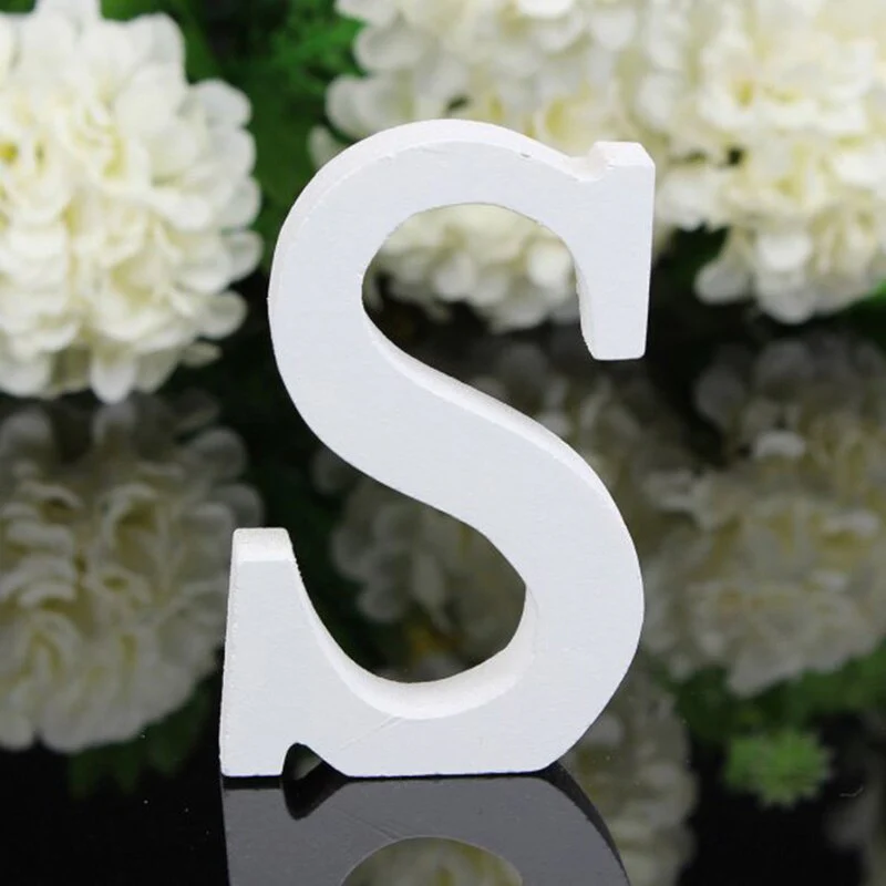 HULIANFU White Wood Letter Alphabet DIY Personalised Name Design Art Crafts Free Standing Xmas Birthday Wedding Party Home Decoration - Deanwangkt
