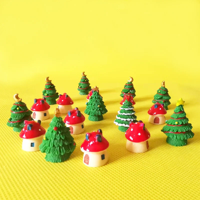 HULIANFU New~9 pcs mini house/little trees/miniatures cottage/shabby /cute/ fairy garden/gnome/moss terrarium home decor/crafts supplies - Deanwangkt