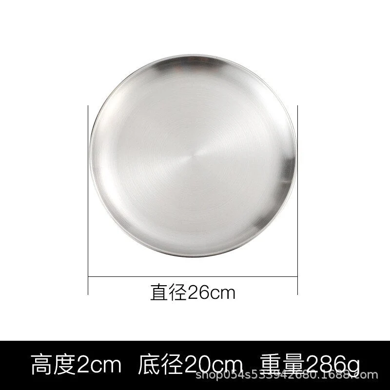 HULIANFU Korean stainless steel thickened disc Golden Cafe Tray Fruit Plate Cake Plate Bone Dish Dish Dish Shallow Plate - Deanwangkt