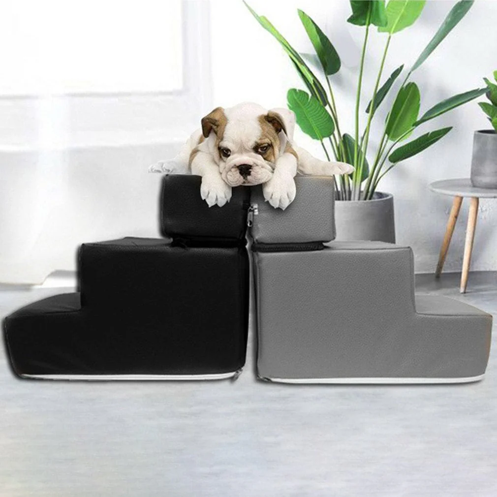 HULIANFU Pet Ramp Ladder Small Pet Steps Stair Dogs And Cats Pet 3 Steps Removable Non-Slip Ramp Climbing Detachable Bed Ladder - Deanwangkt