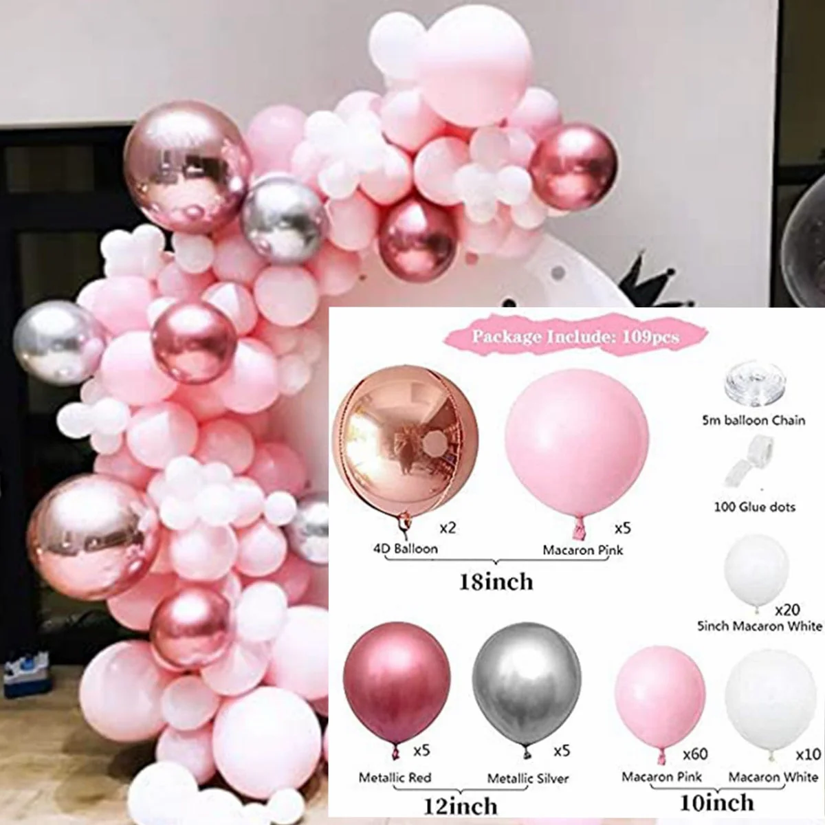 HULIANFU Macaron Pink Balloon Garland Arch Kit Wedding Birthday Party Decoration Kids Globos Rose Gold Confetti Latex Ballon Baby Shower - Deanwangkt