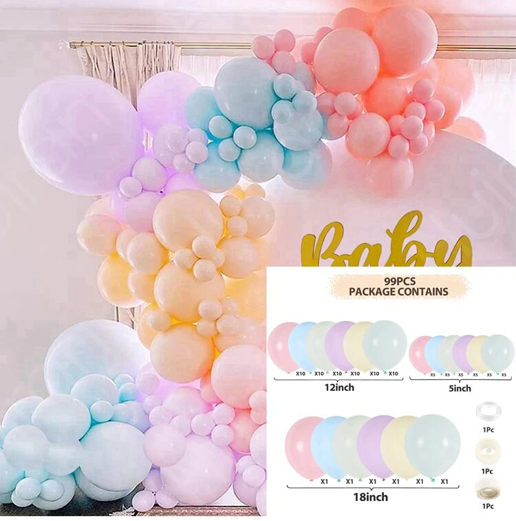 HULIANFU QIFU Macaron Balloons Garland Latex Ballons Arch Happy Birthday Party Decor Kids Adult Wedding Baloon Chain Baby Shower Balon - Deanwangkt