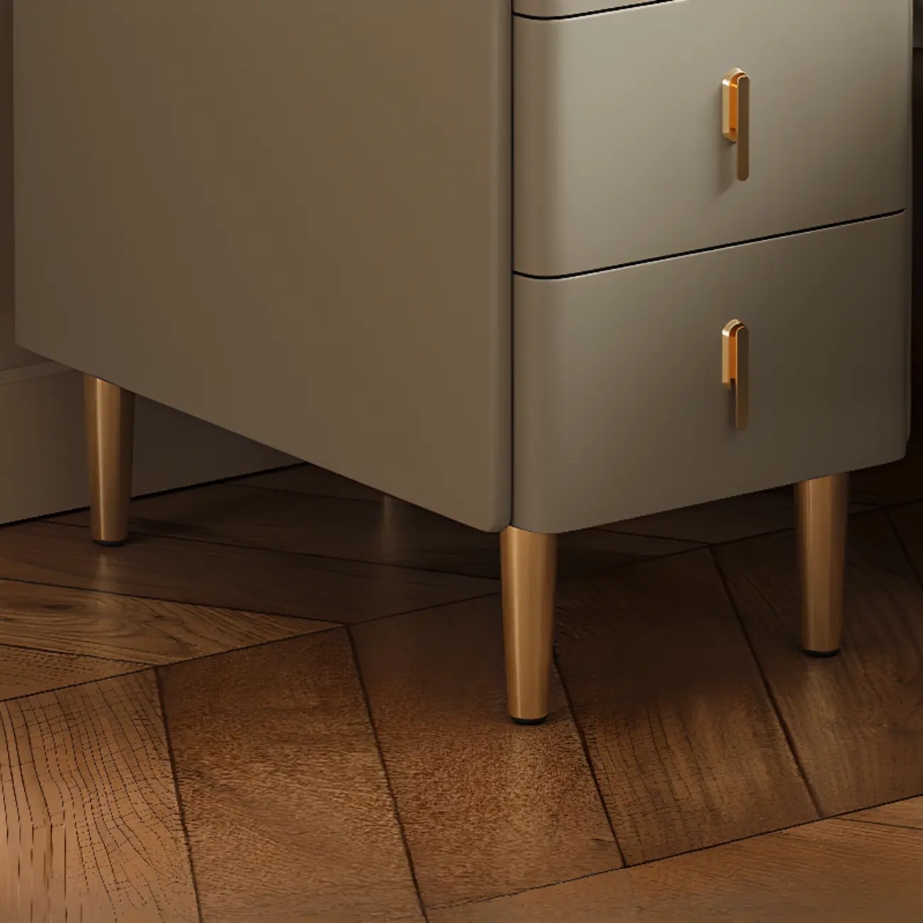 Glam Marble Top Wooden Cream 3 Drawers Nightstand