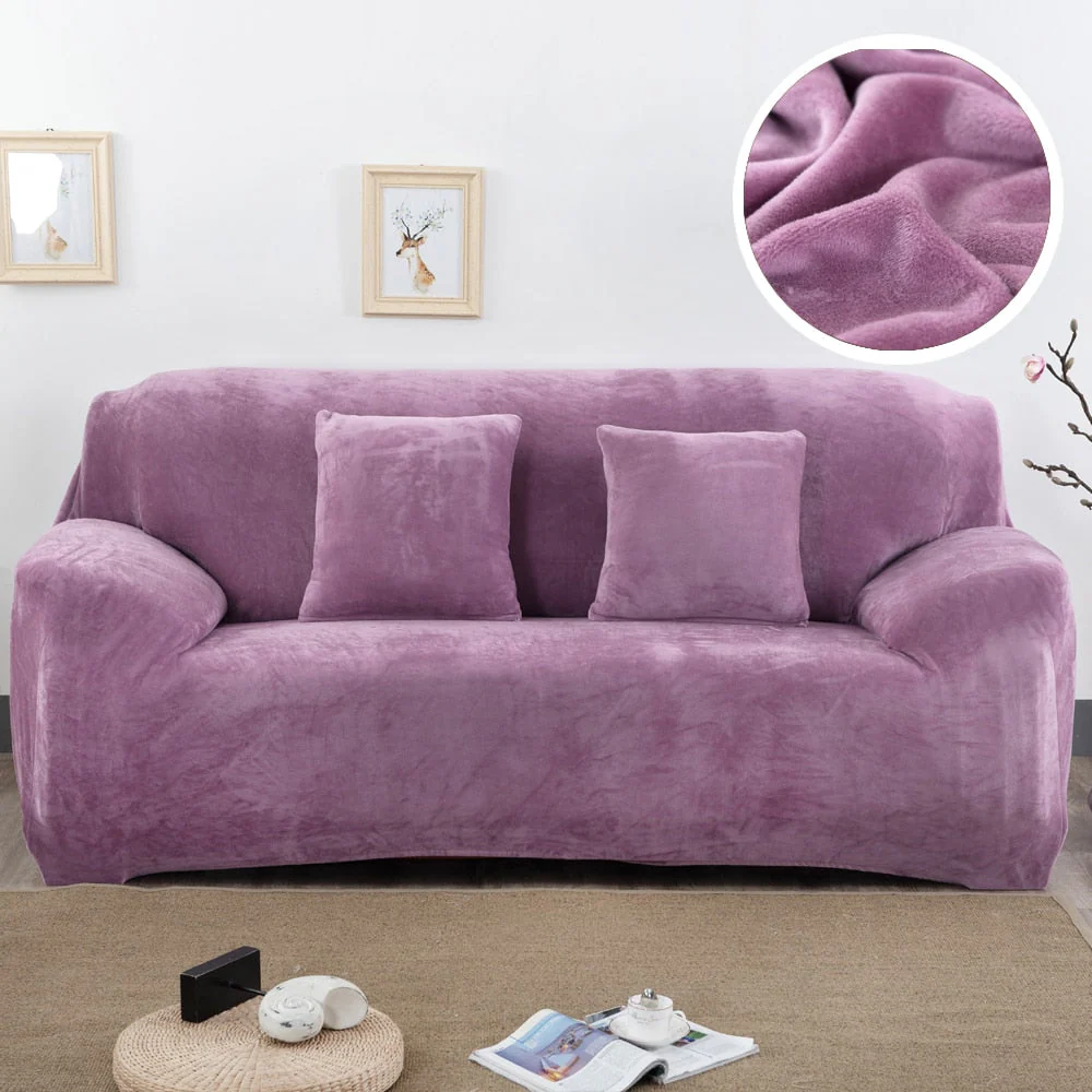 HULIANFU Plush Thick Sofa Cover for Living Room Adjustable Elastic Corner Couch Covers Sectional Slipcover Decor Sofa Chaise Cover Lounge - Deanwangkt