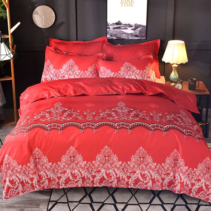HULIANFU Northern Europe Bedding Sets Home Textile Simple Style Floral Pattern Bedclothes Duvet Cover Pillowcase Bed Sheets - Deanwangkt