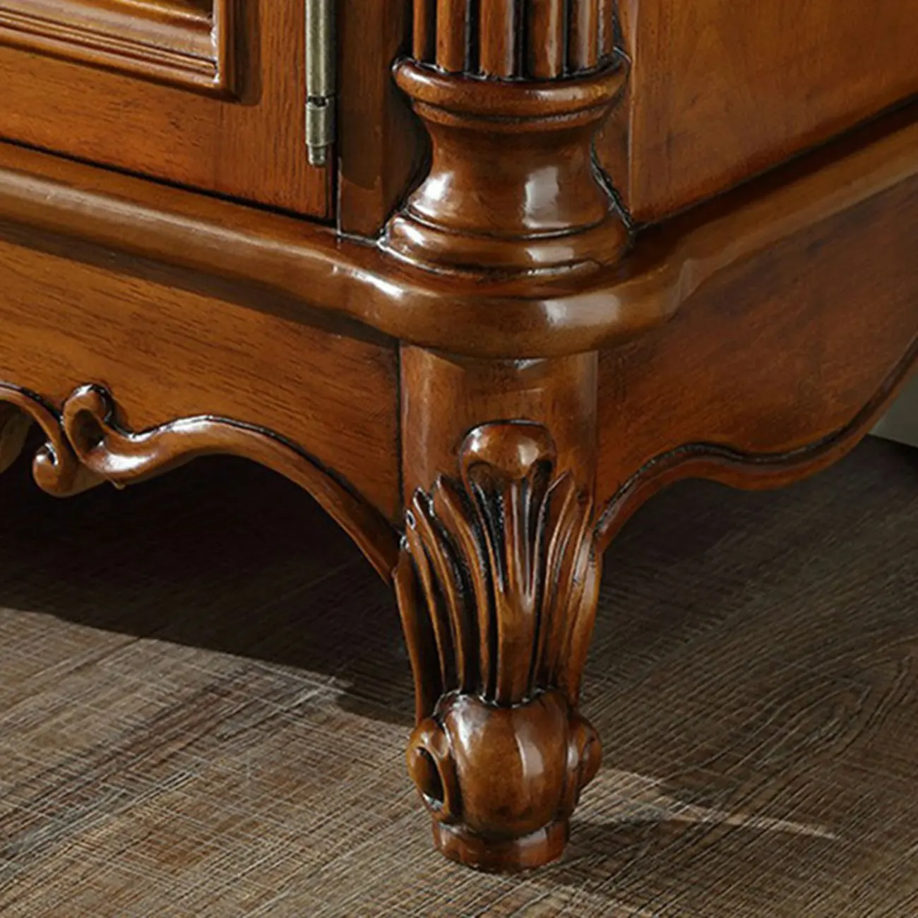 Traditional Brown Rubberwood Sideboard with Drawers