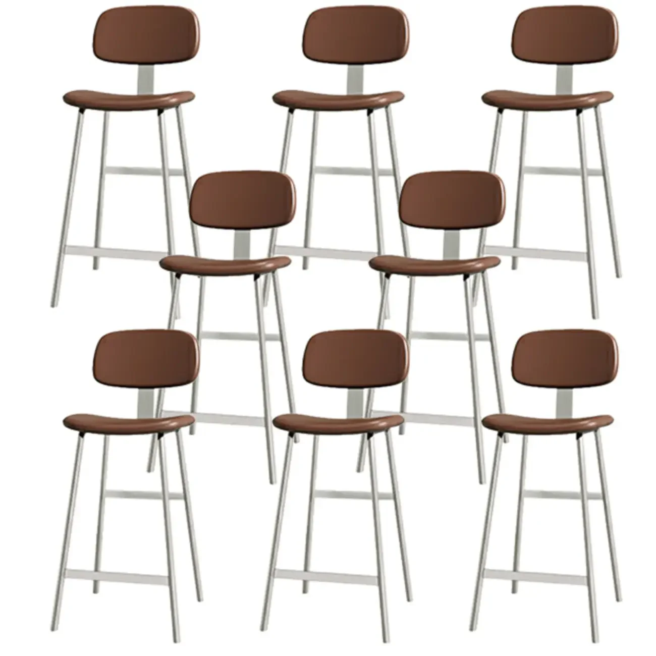 Industrial Faux Leather Metal Frame Bar Stools with Backs