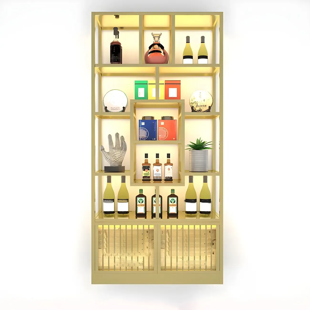 Glam Freestanding Gold Tall Metal Wine Rack