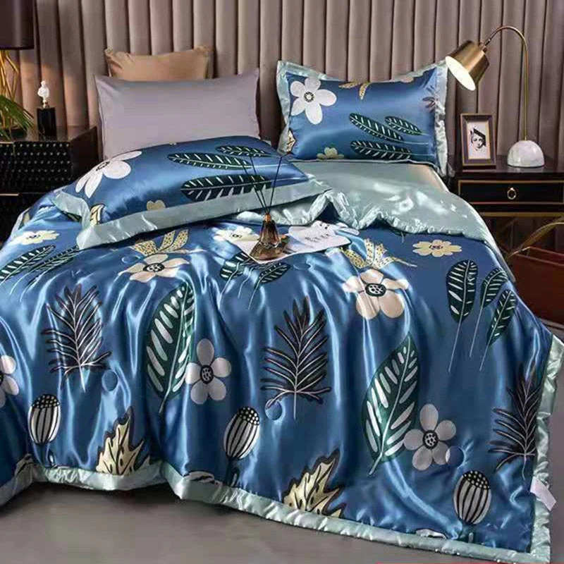 HULIANFU Summer Blanket Ice Silk Quilt Cool Feeling Nap Knee Air Conditioning Quilt Adult Children Washable Bedding - Deanwangkt