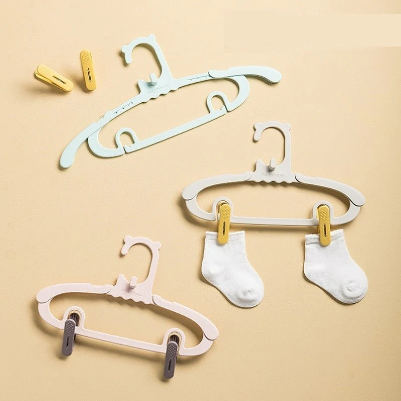 HULIANFU Scalable Children  Hanger Baby Storage Rack Retractable Strap Pant Clip Small Hanger Support Balcony Drying Accessories Suit - Deanwangkt