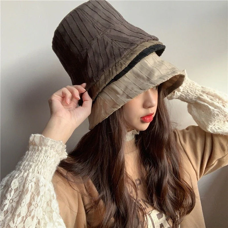 Hulianfu Bucket Hats Women Solid Simple Basic All-match Casual New Design Korean Fashion Sun Protection Streatwear Harajuku College Cozy - Deanwangkt