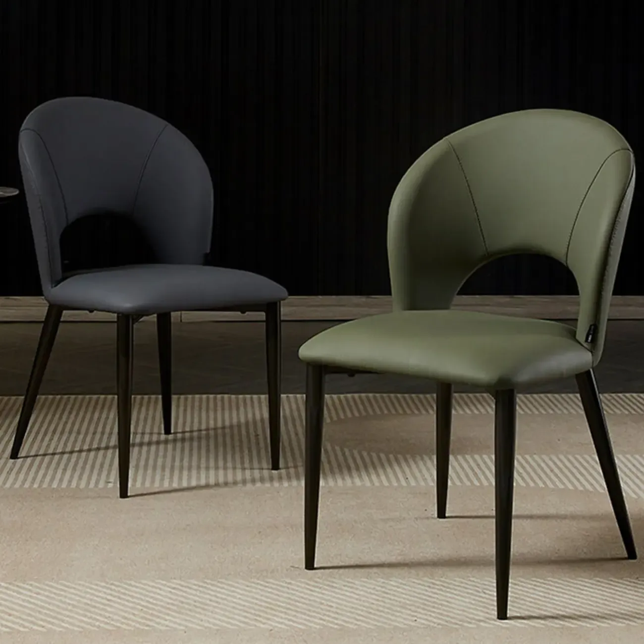 Mid Century Modern Dining Room Chairs Curved Back Faux Leather