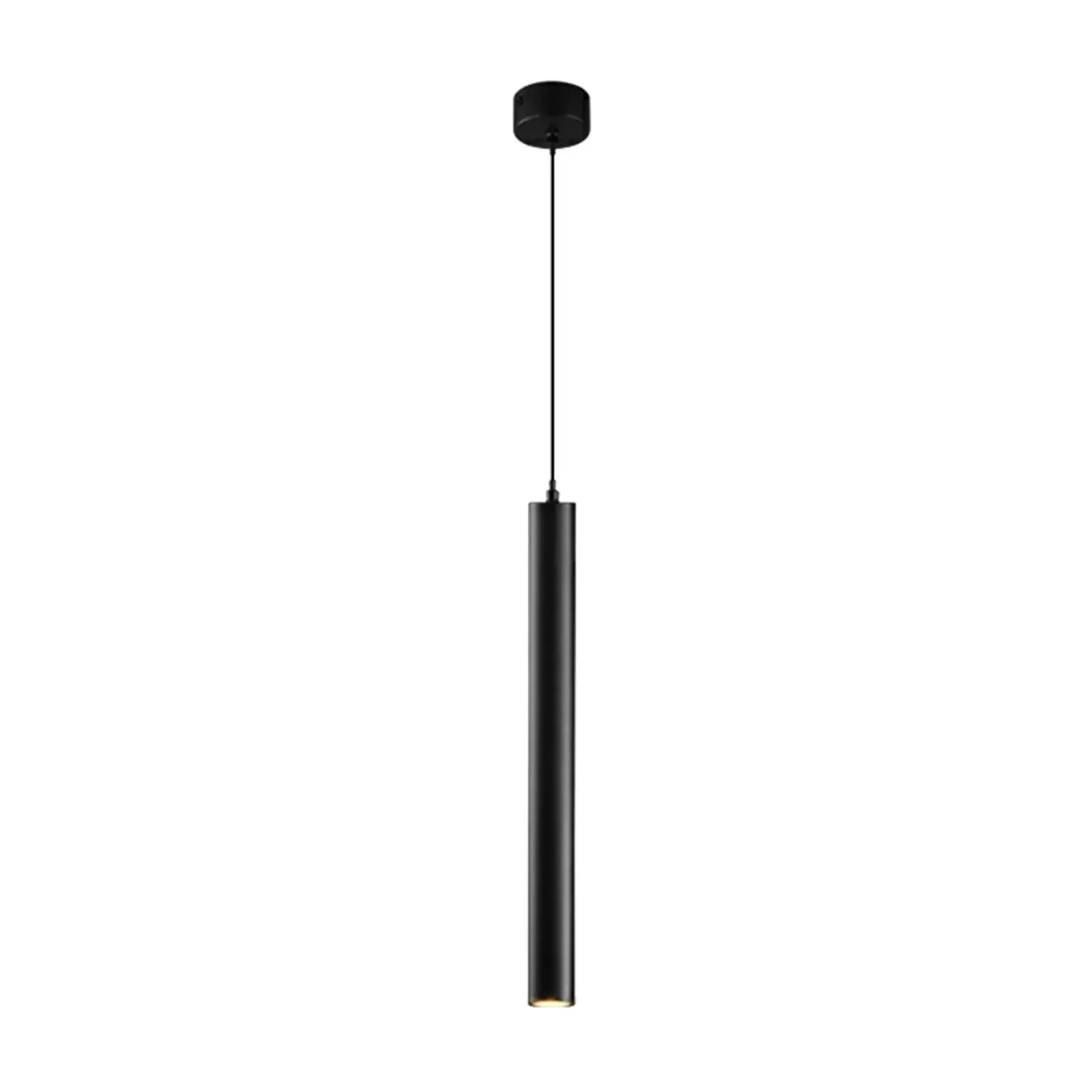 Sleek Long Tube Black Aluminum Pendant Light for Bedside